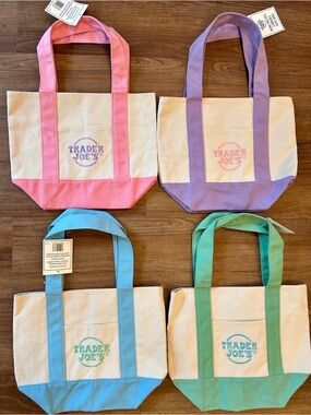 Canvas Tote Bag - Pink, Lavender, Blue, Green